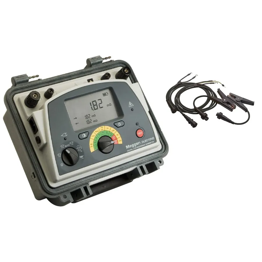 Megger DLRO10HD med KC1-TL3-C Kelvin-klemmor