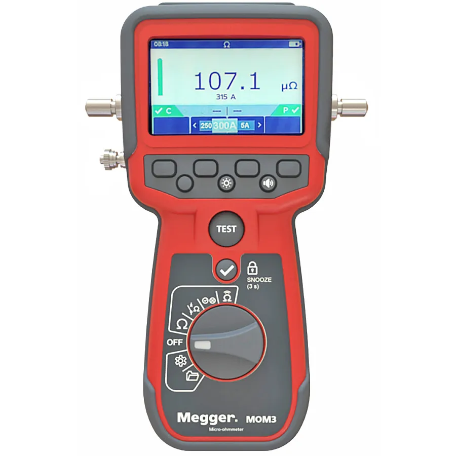 Megger MOM3-BK-30291 mikro-ohmeter med Kelvin-klämmor