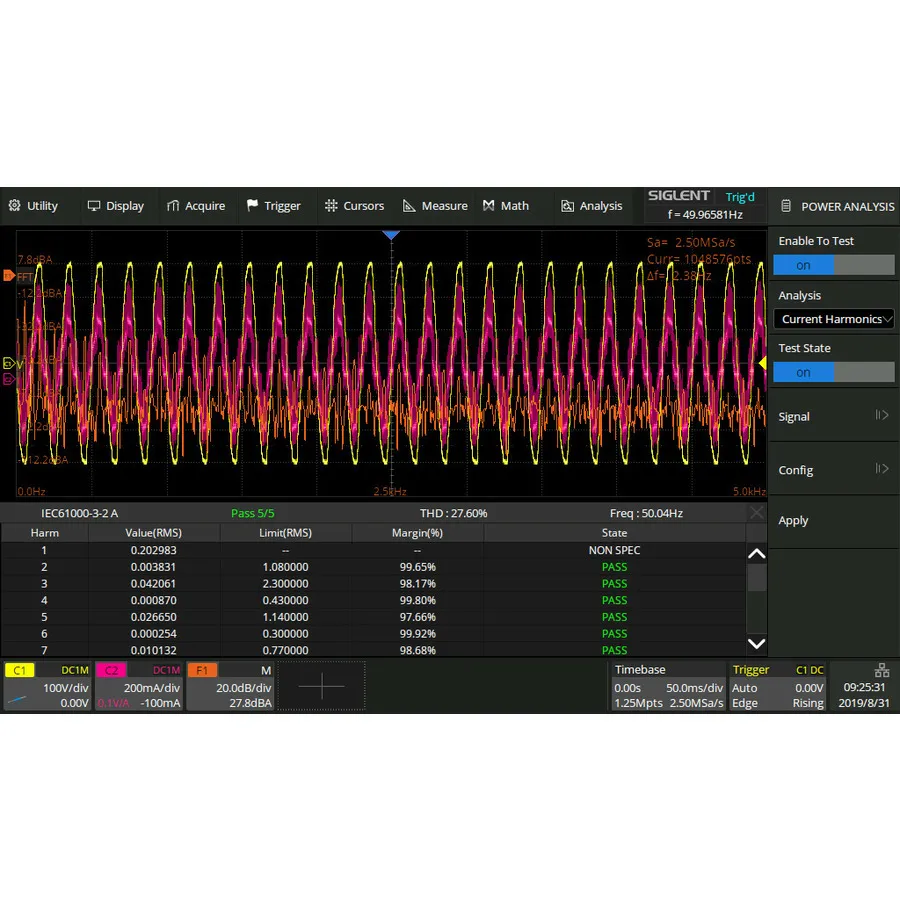 Siglent SDS-5000X-PA oscilloskop kraftanalysalternativ