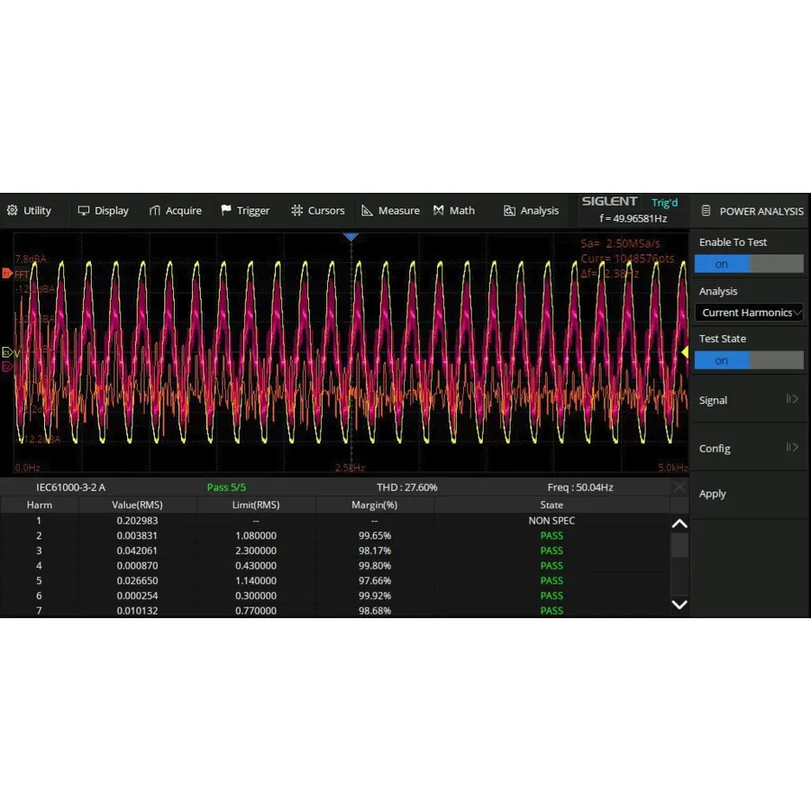 Siglent SDS3000HD-PA kraftanalyssprogram