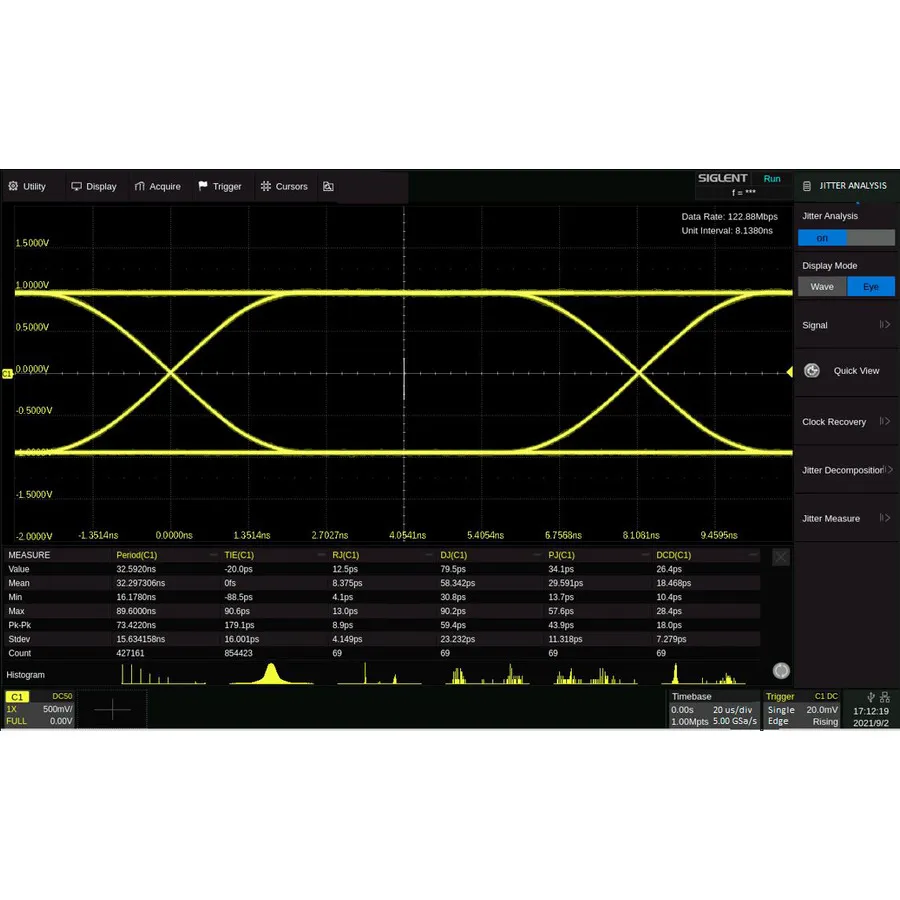 Siglent SDS6000L-EJ ögondiagram/jitteranalysalternativ