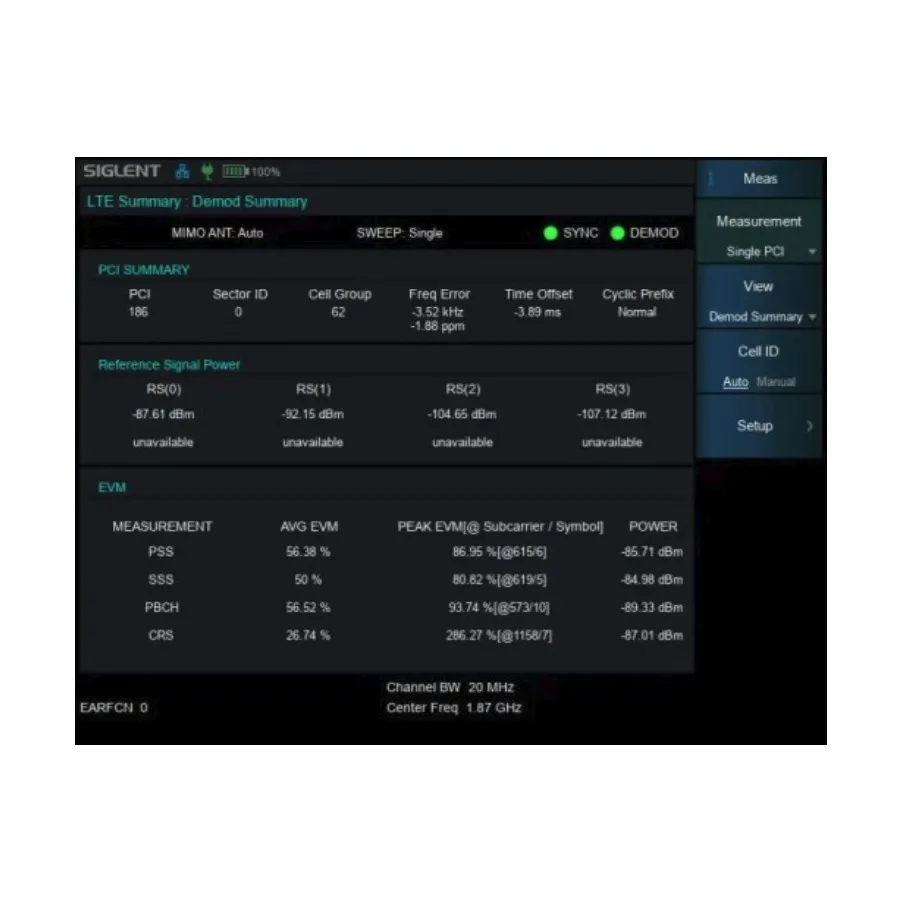 Siglent SHA860-LTE LTE TDD/FDD OTA Mätnings Alternativ