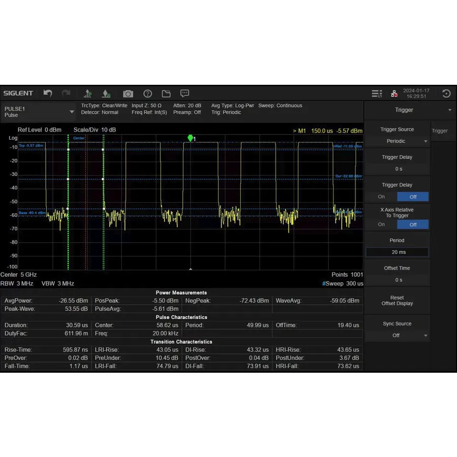 Siglent SSA5000-PU pulsignalmätningsprogram